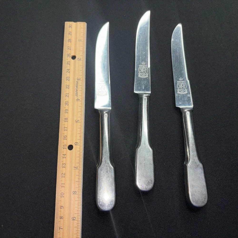 Set 3 Kirk & Matz Classic Steak Knives Forged Stainless Sheffield England Rare